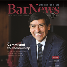 Cover of April-May 2025 Bar News with Justice Salvador Mungia